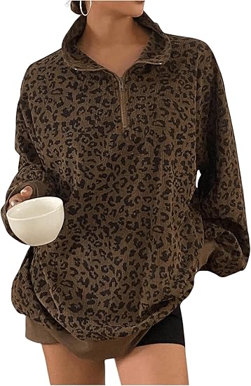 Savara - Women’s Animal Print Zip Pullover