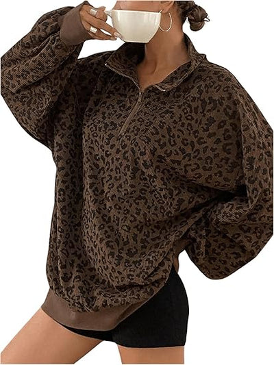 Savara - Women’s Animal Print Zip Pullover