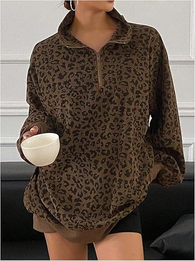 Savara - Women’s Animal Print Zip Pullover