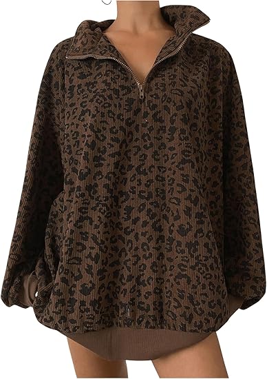 Savara - Women’s Animal Print Zip Pullover